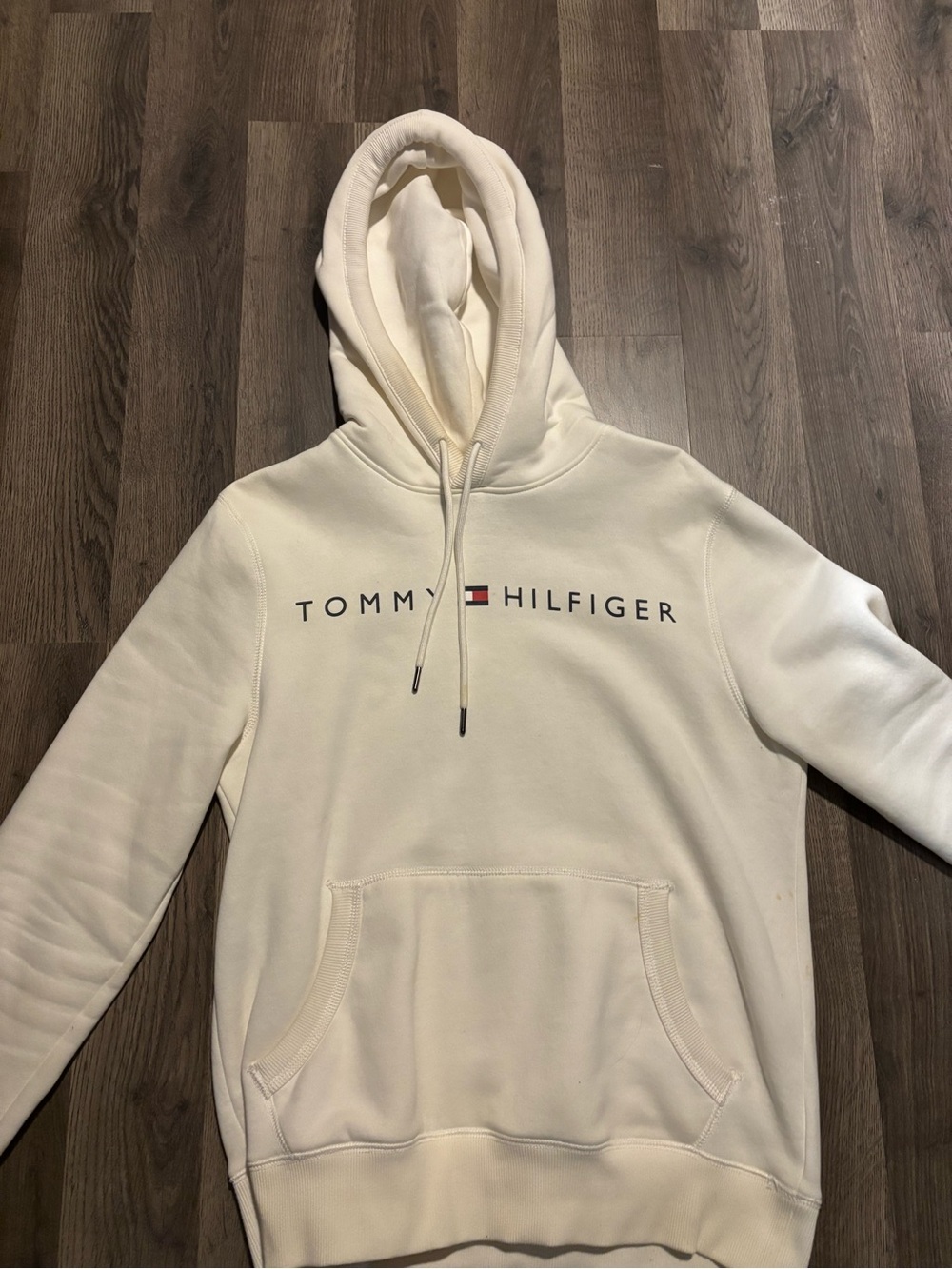 Tommy Hilfiger Off-White Logo Hooded Sweatshirt